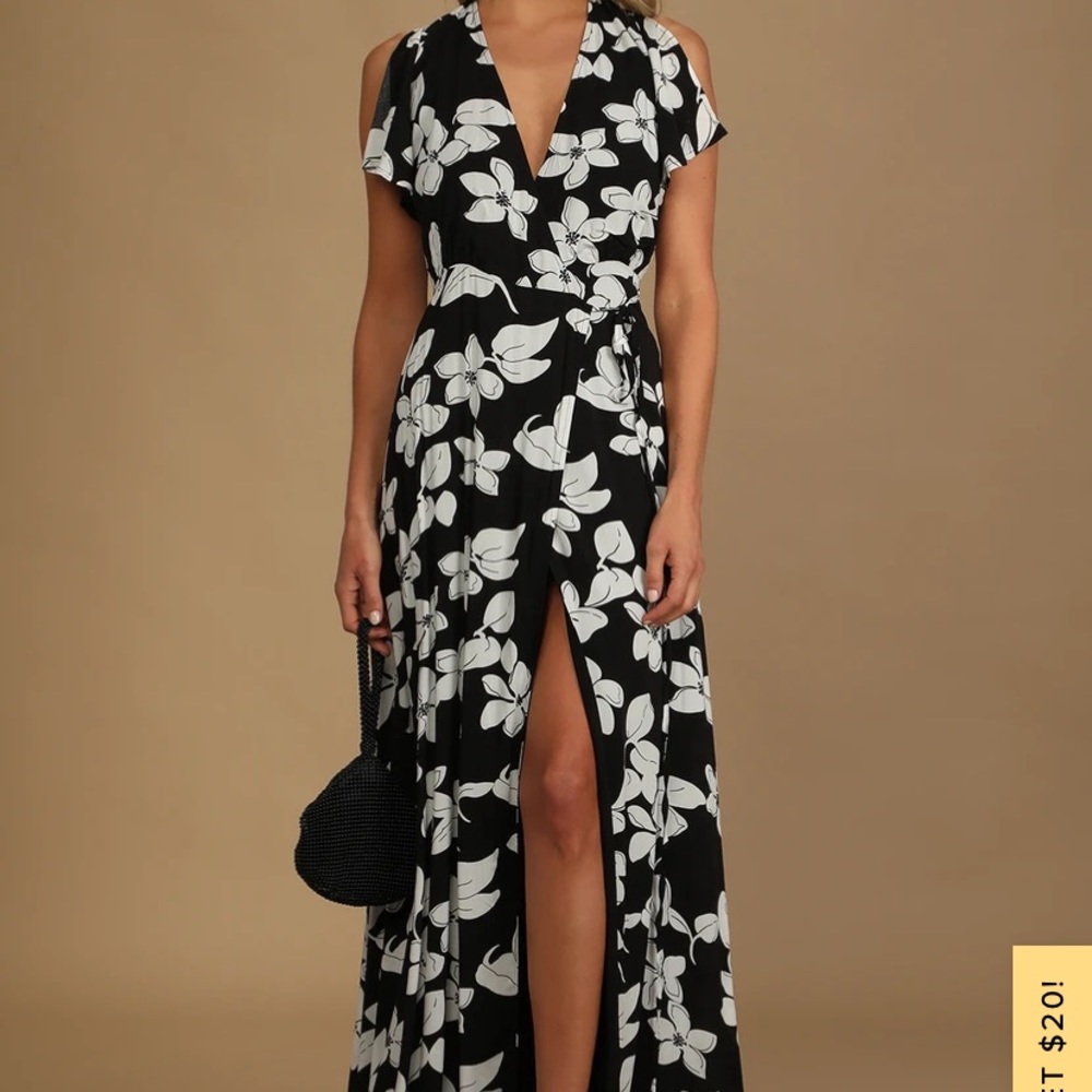 Azalea Regalia Black Floral Print Wrap Maxi Dress
